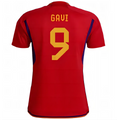 GAVI #9 Spain 1:1 Quality Home Red Fans Jersey 2022/23 ★★ Front