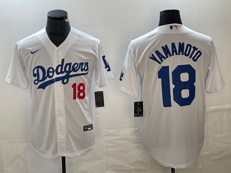 Men's Los Angeles Dodgers Yoshinobu Yamamoto #18 White Home Replica Game Jerseys