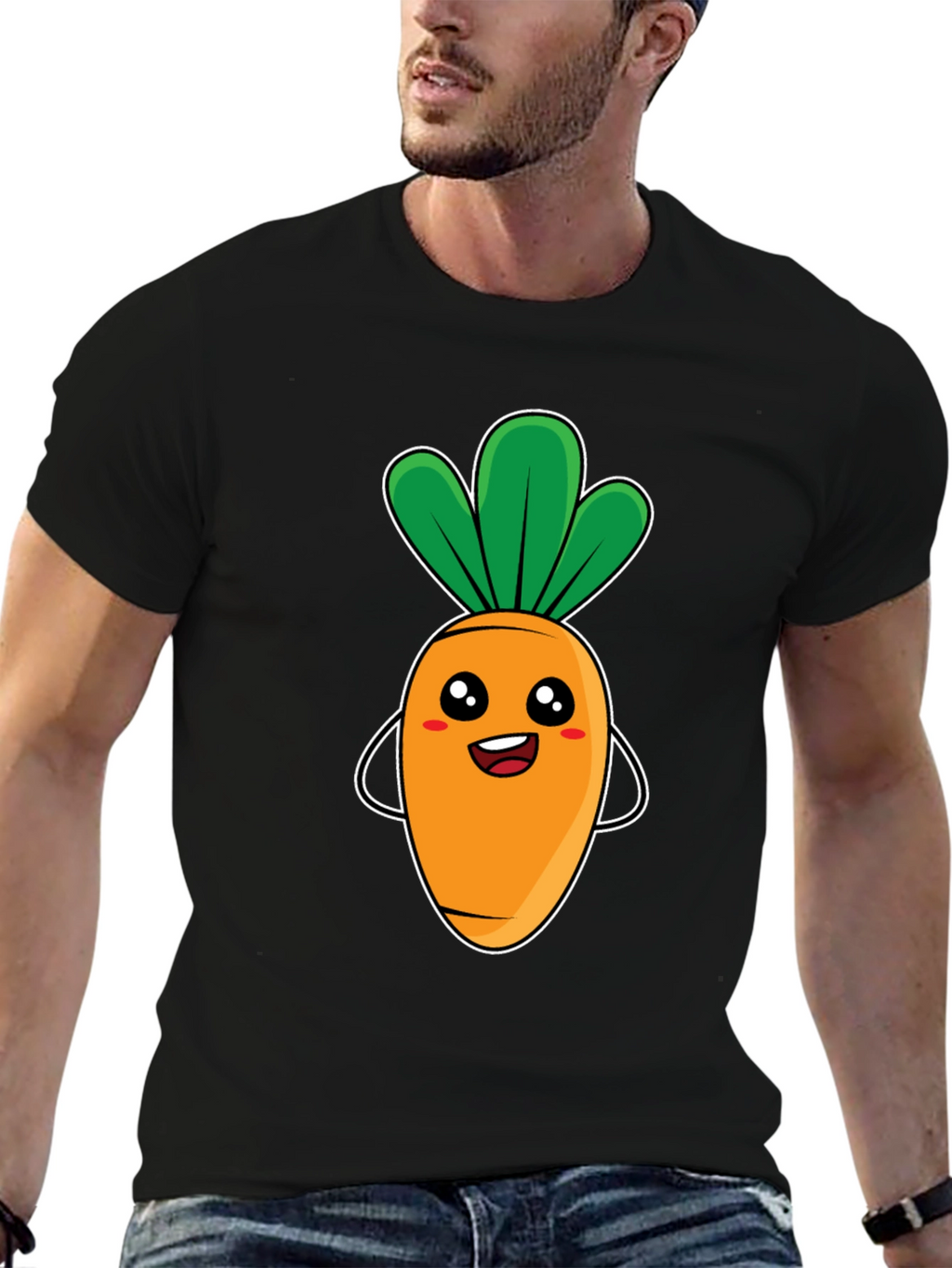 Cute Carrot Graphic Tee - Black Unisex T-Shirt