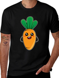 Cute Carrot Graphic Tee - Black Unisex T-Shirt