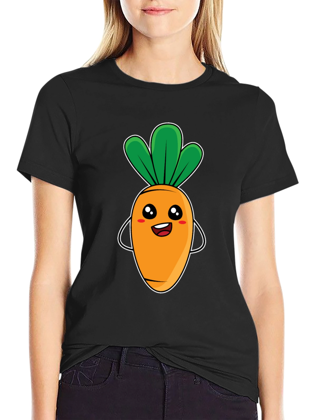 Cute Carrot Graphic Tee - Black Unisex T-Shirt