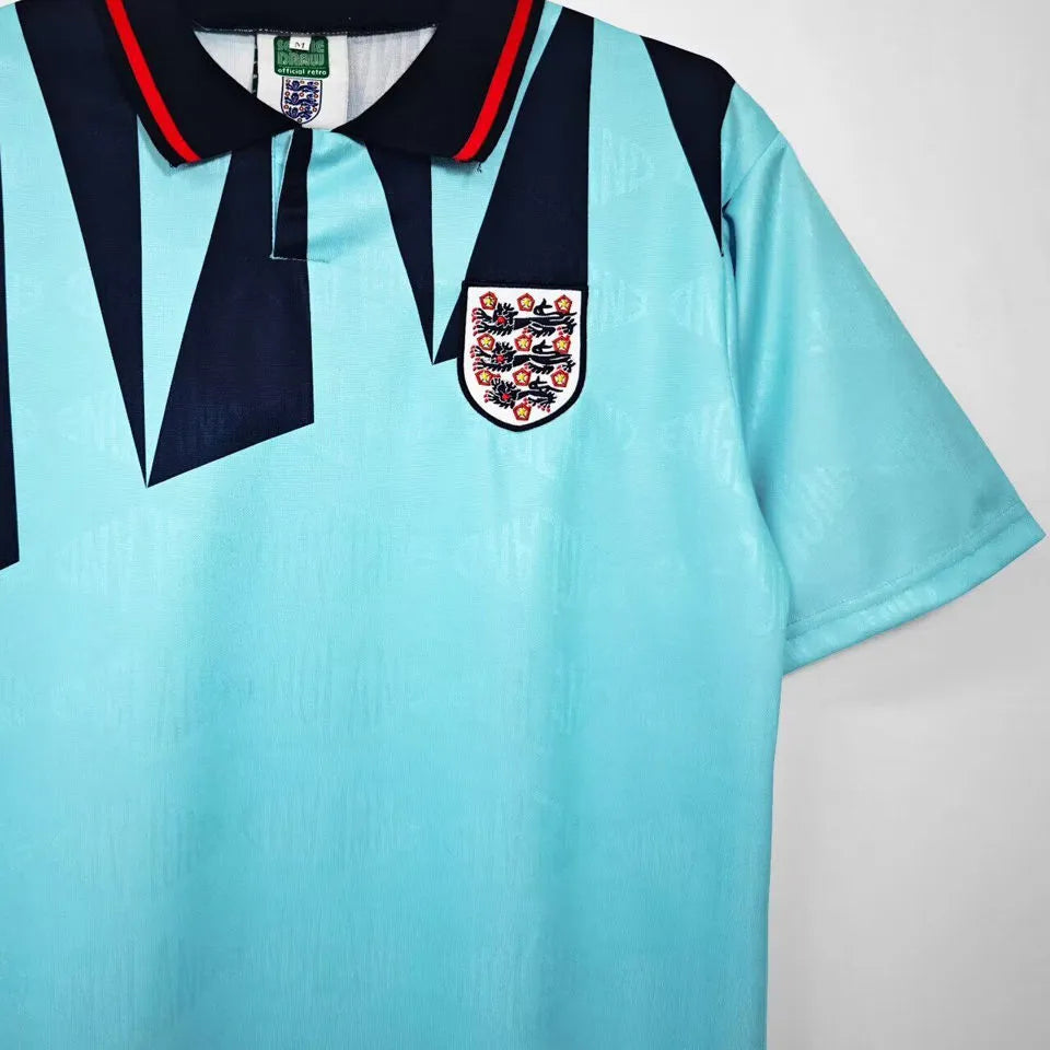 1992 England Third Blue Retro Soccer Jersey Detail 3