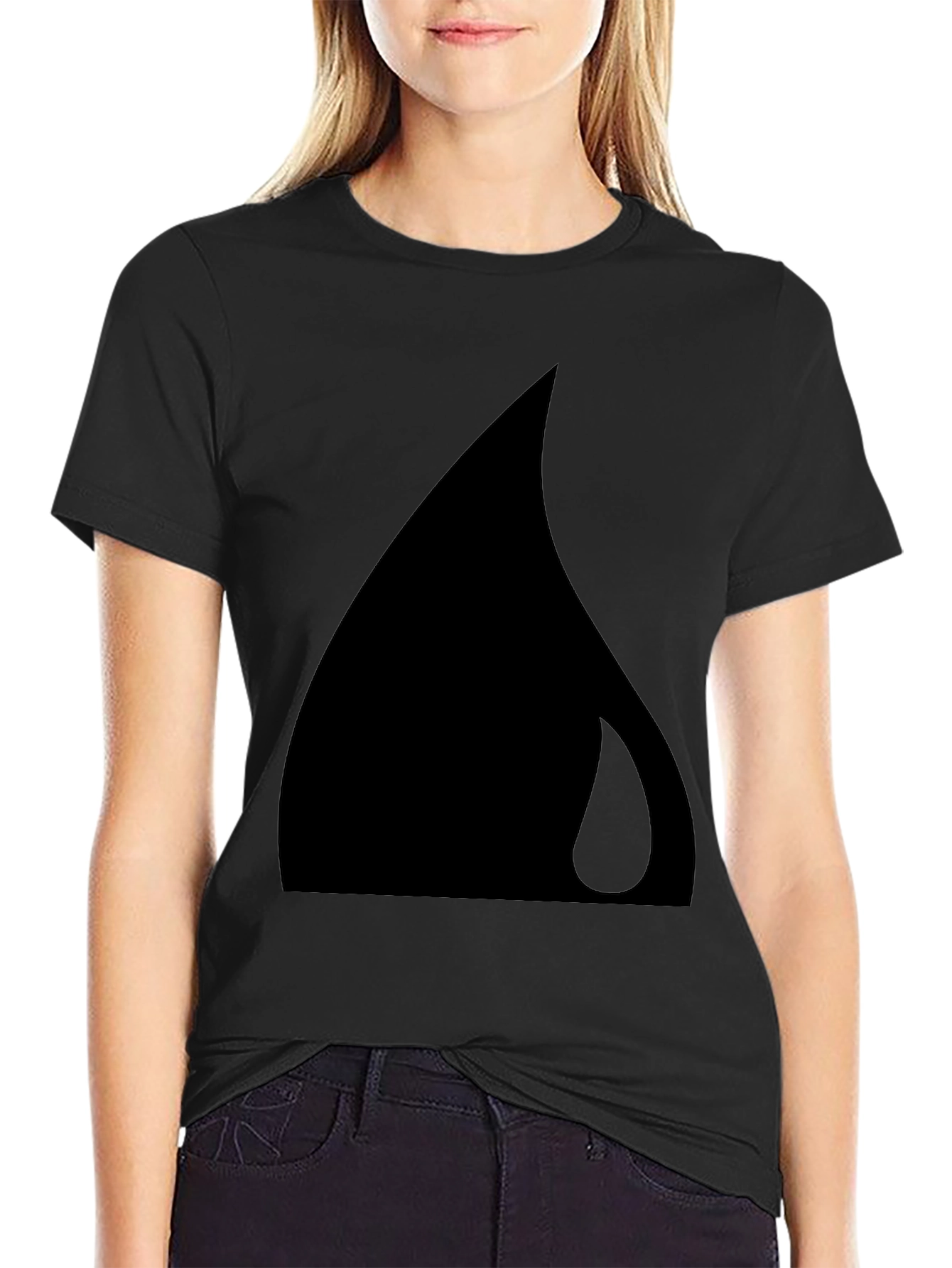 Minimalist Black Teardrop Graphic Tee - Modern Style
