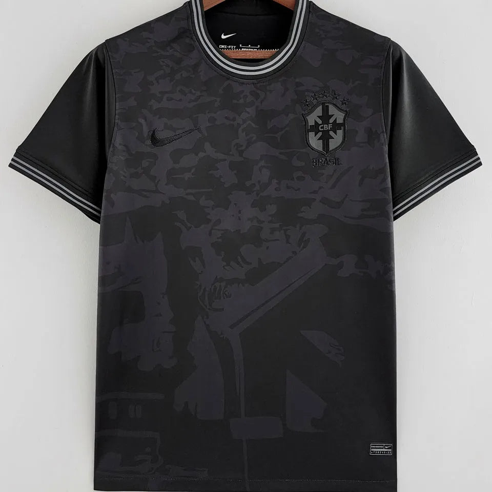 2022 Brazil Black Fans Soccer Jersey Front