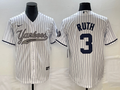 Men's New York Yankees Babe Ruth #3 White Game Jerseys Joint Edition