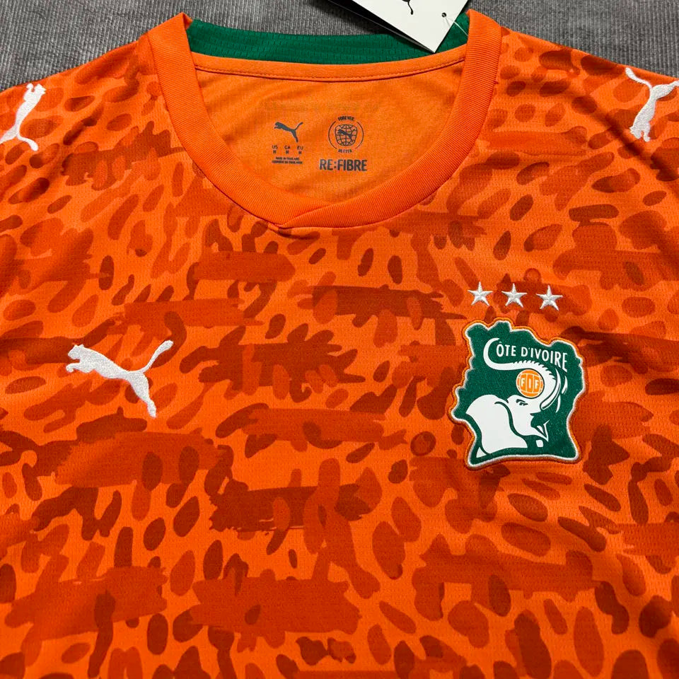 2026/27 Ivory Coast Home Orange Fans Soccer Jersey (Have Right Patch 有右臂章 白底黑字） Detail 2