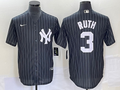 Men's New York Yankees Babe Ruth #3 Black Replica Player Jerseys