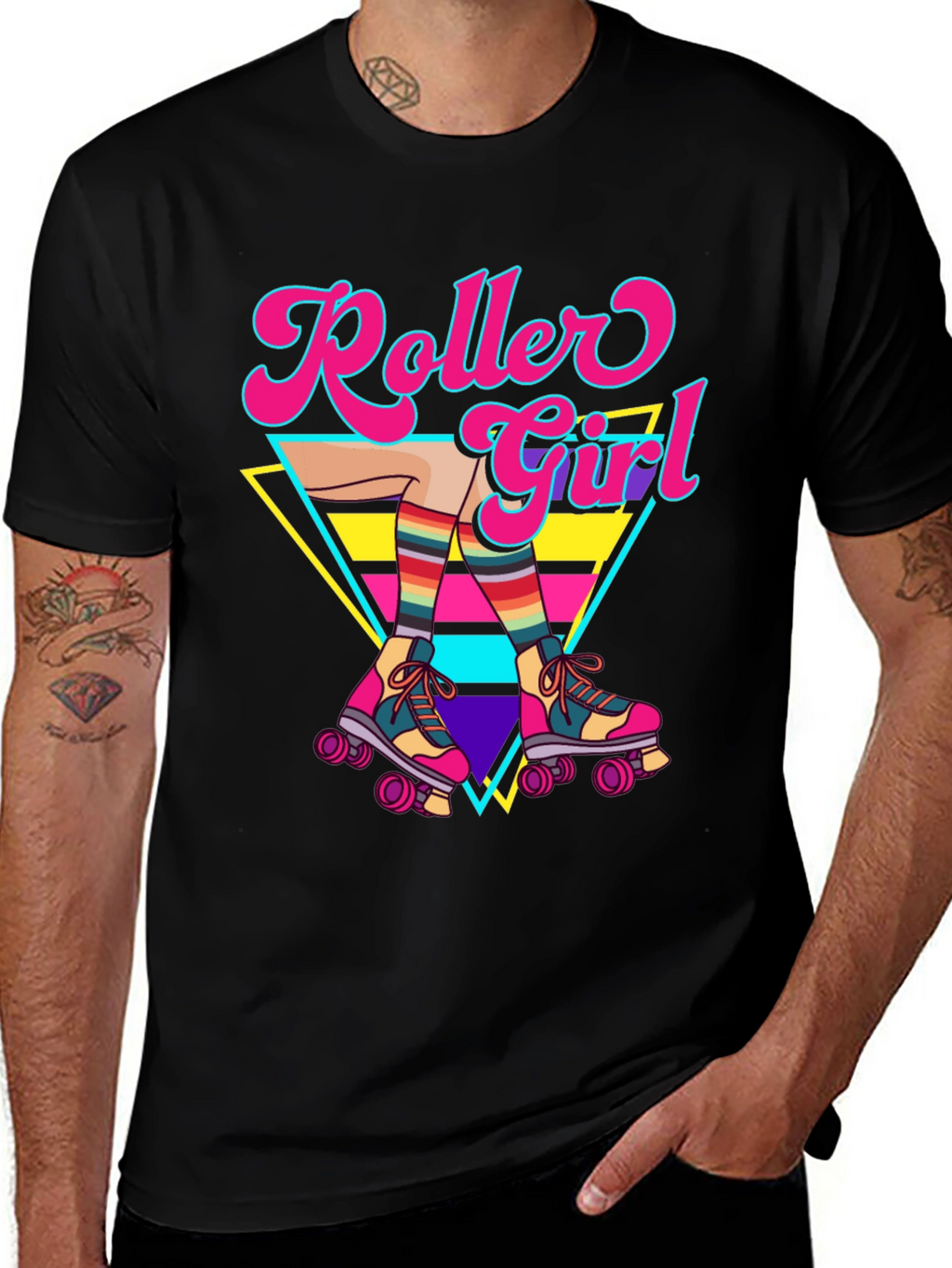 Retro Roller Girl Graphic Tee - 80s Style