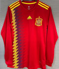 2018 Spain Home Red Retro Long Sleeve Jersey Front