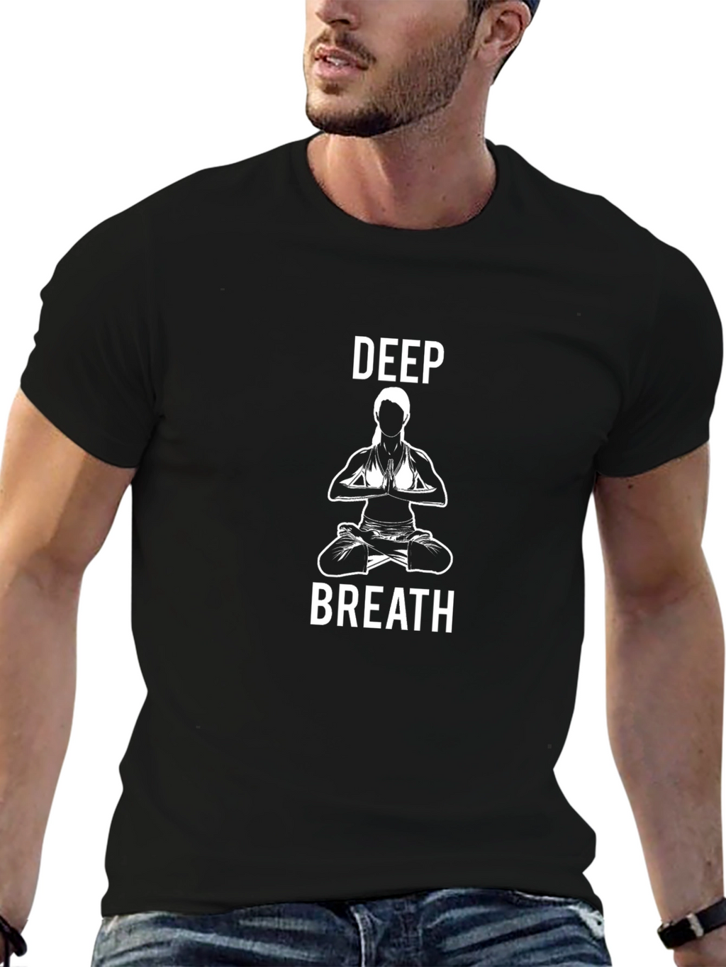Deep Breath Meditation Graphic Tee - Black