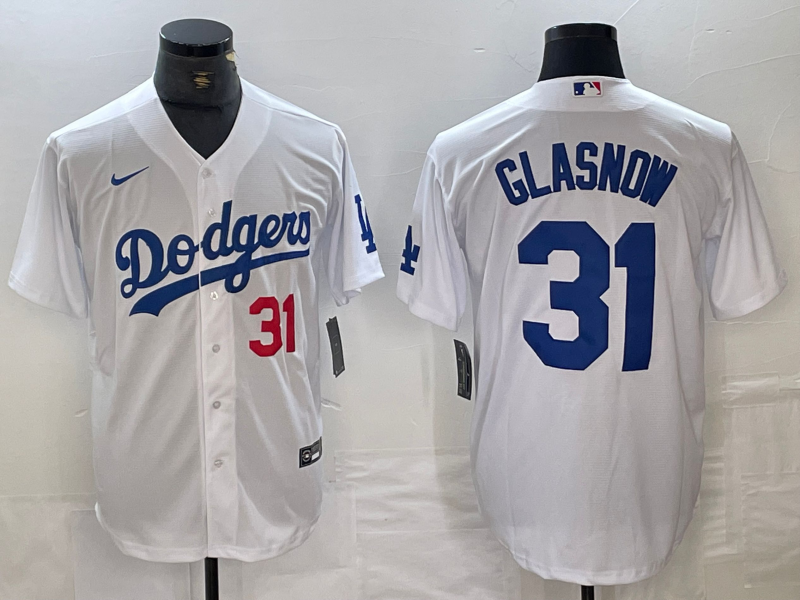 Men's Los Angeles Dodgers Tyler Glasnow #31 White Replica Game Jerseys