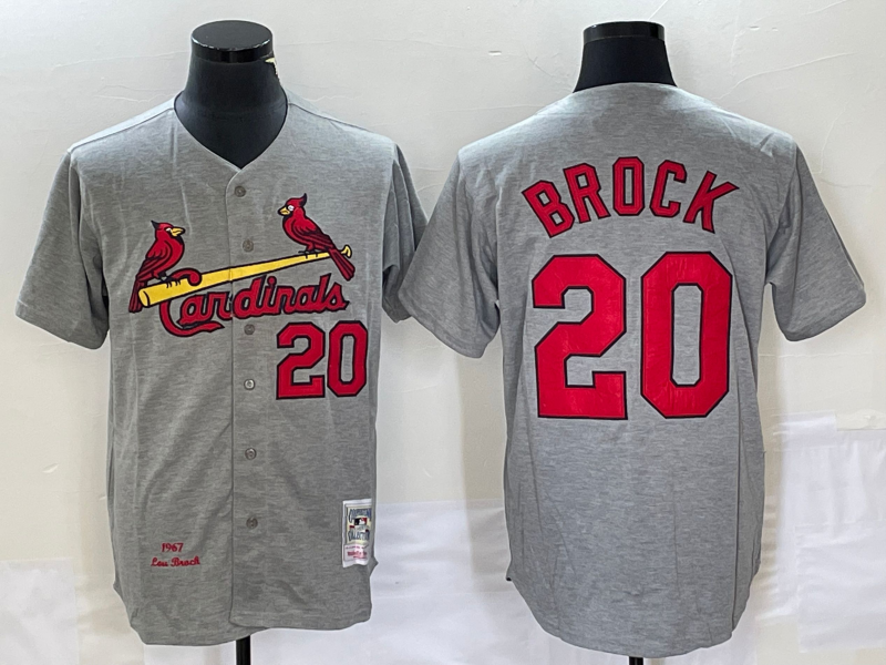 Men's St. Louis Cardinals Lou Brock #20 Gray Cooperstown Collection Player Jerseys