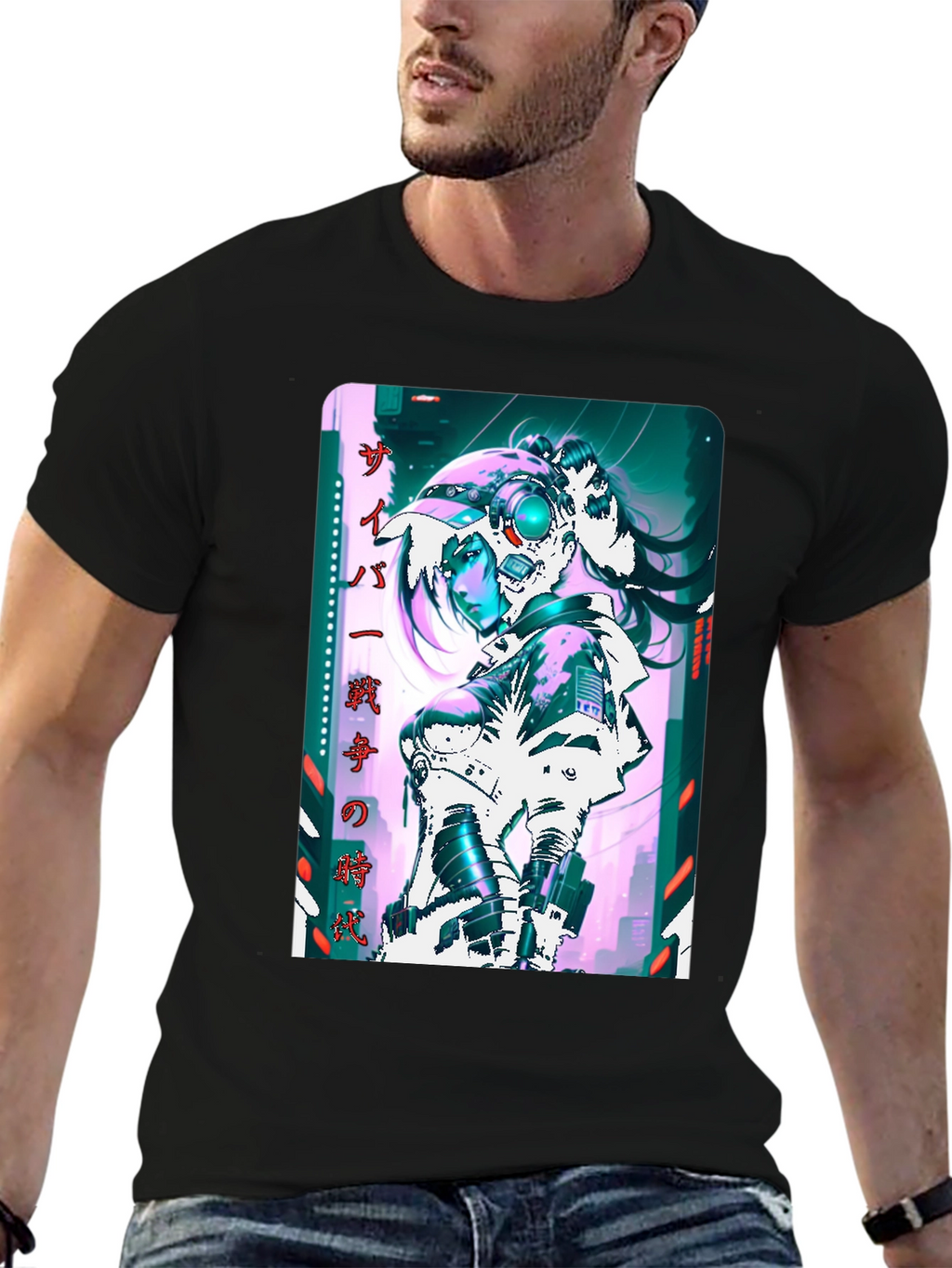 Cyberpunk Anime Girl Graphic T-Shirt