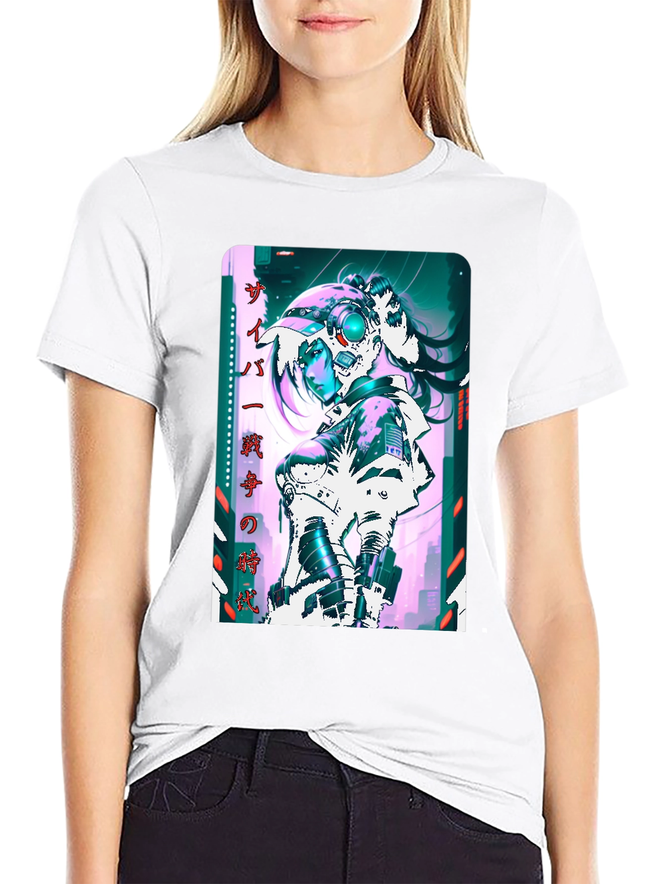 Cyberpunk Anime Girl Graphic T-Shirt