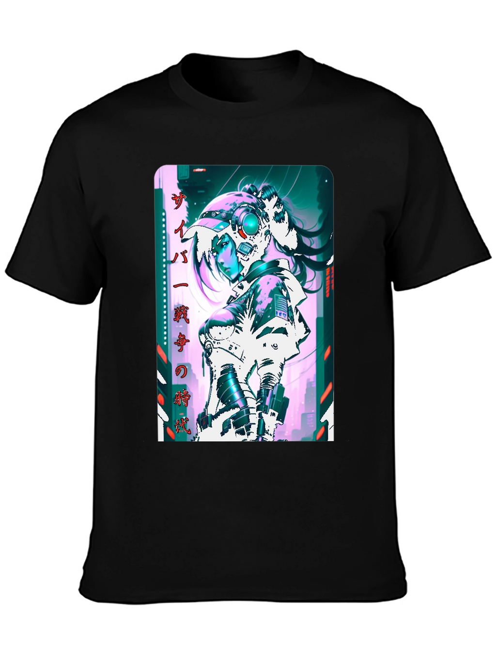Cyberpunk Anime Girl Graphic T-Shirt