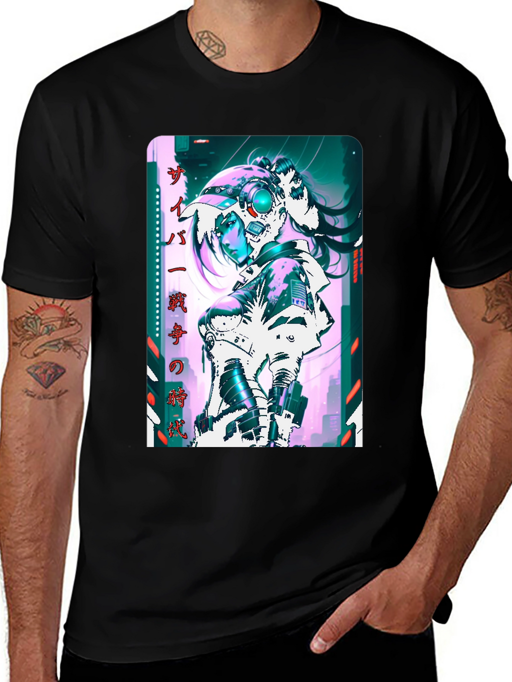 Cyberpunk Anime Girl Graphic T-Shirt