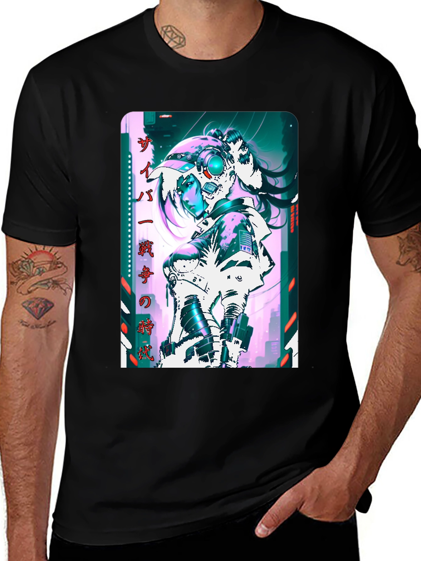Cyberpunk Anime Girl Graphic T-Shirt