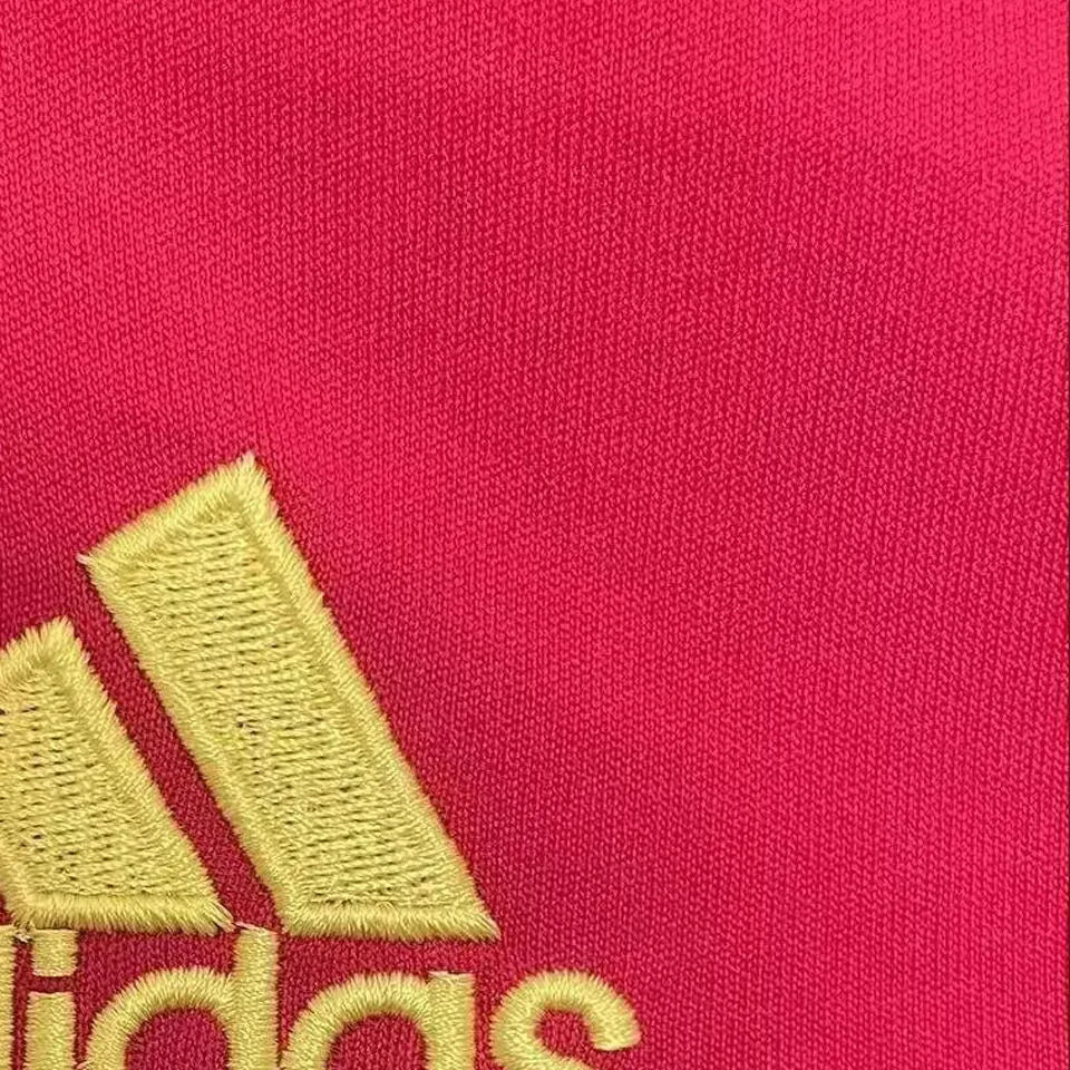 2008 Spain Home Red Retro Soccer Jersey Detail 2