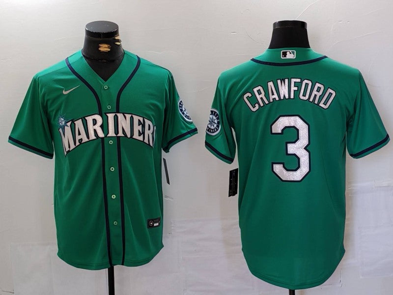 Men's Seattle Mariners JP Crawford #3 Aqua Replica Player Jerseys