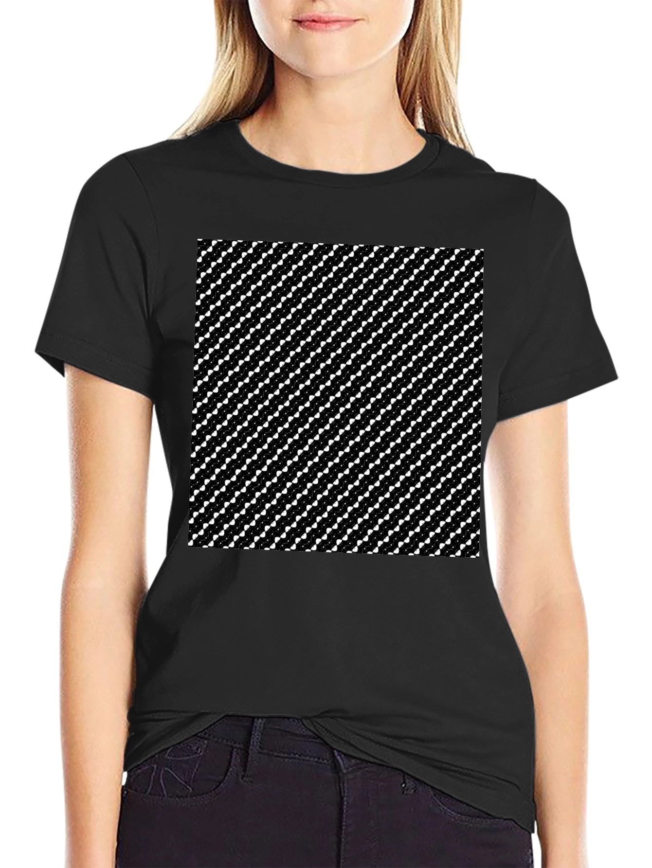 Geometric Pattern Mens Black T-Shirt