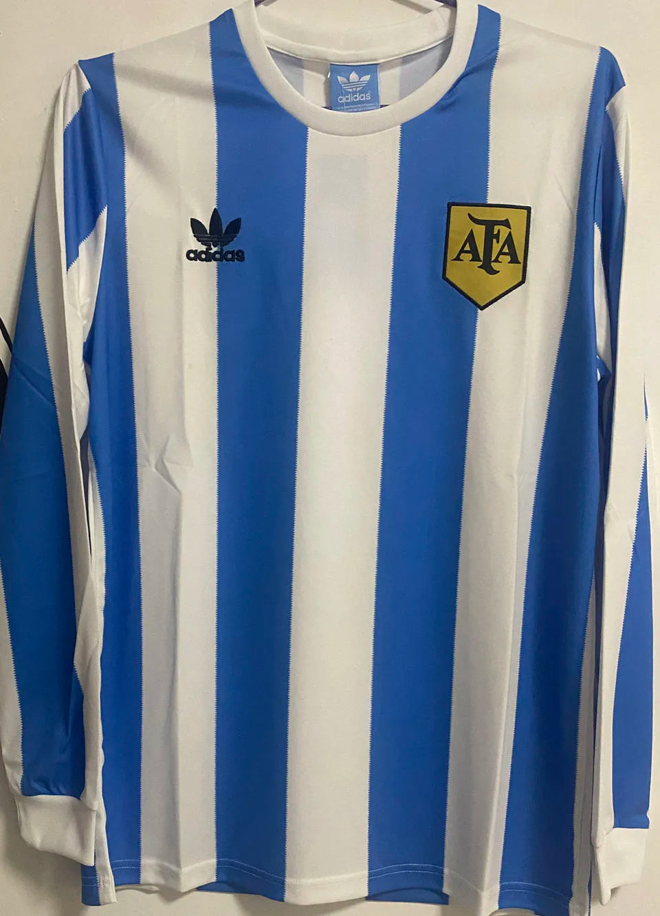 1978 Argentina Home Retro Long Sleeve Soccer Jersey Front