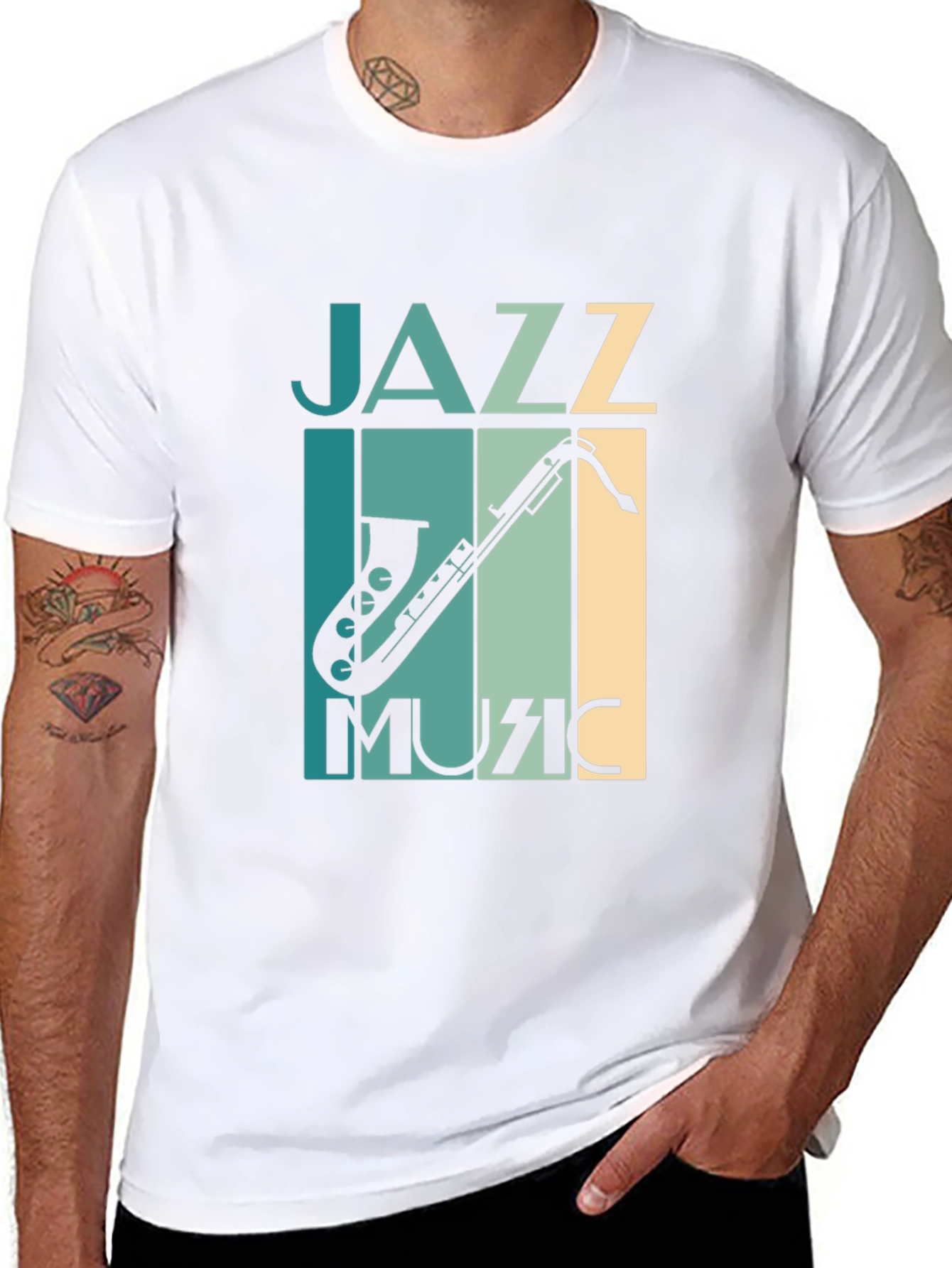 Jazz Music Graphic Tee - Black Saxophone T-Shirt