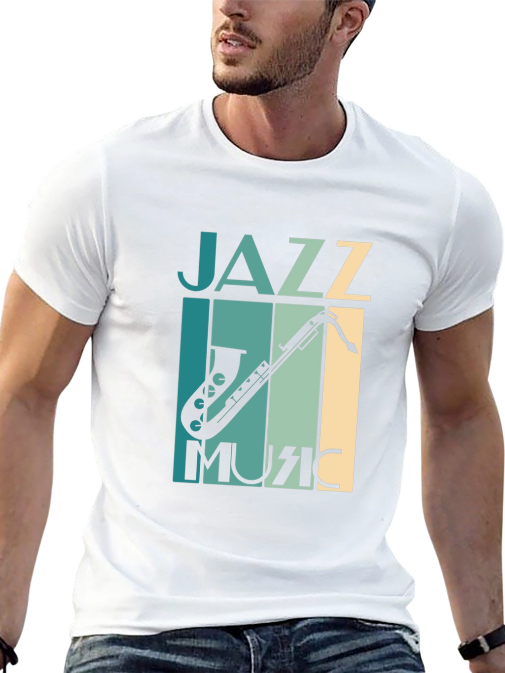 Jazz Music Graphic Tee - Black Saxophone T-Shirt