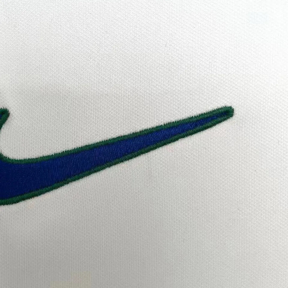 1998 Brazil White Retro Long Sleeve Soccer Jersey Detail 1