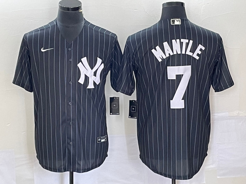 Men's New York Yankees Mickey Mantle #7 Black Replica Player Jerseys