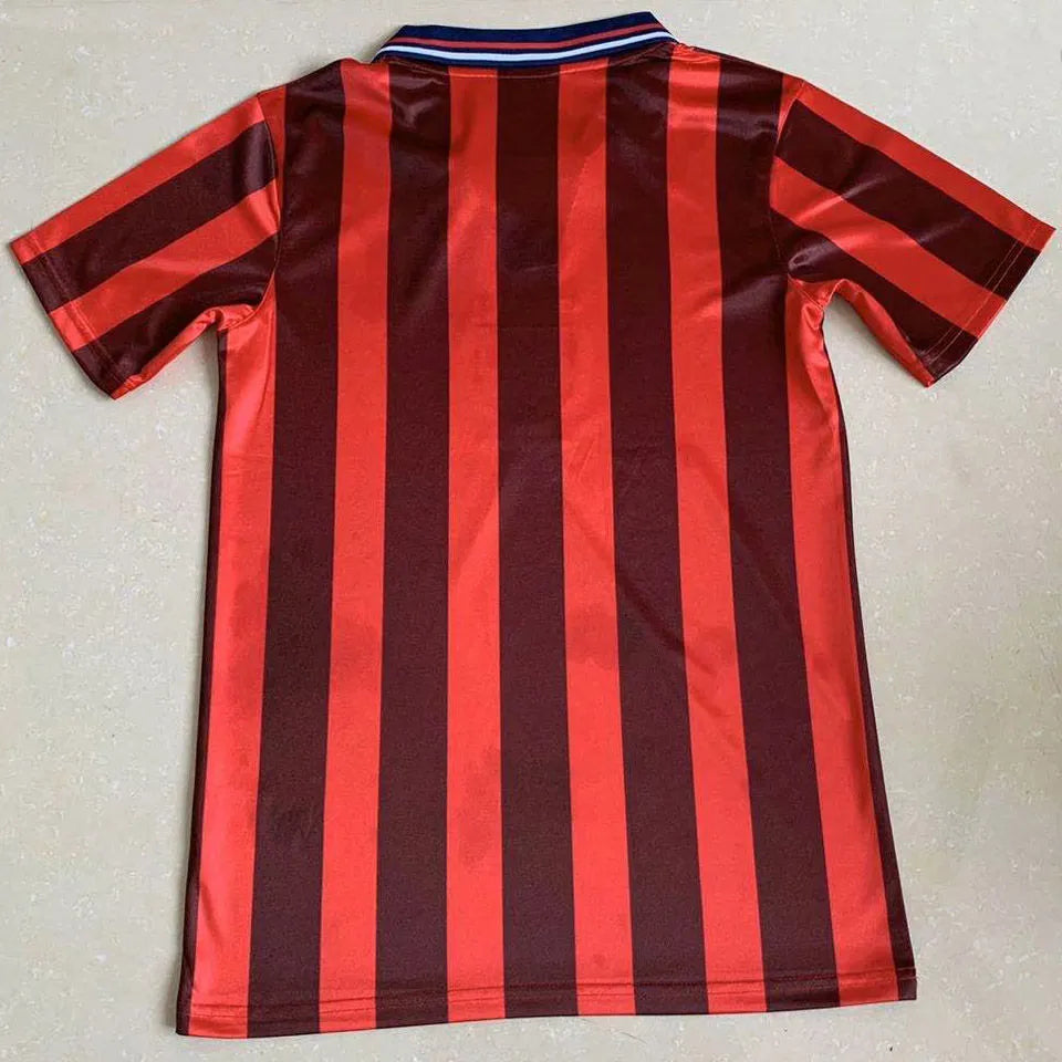 1998 England Away Red Retro Soccer Jersey Detail 1