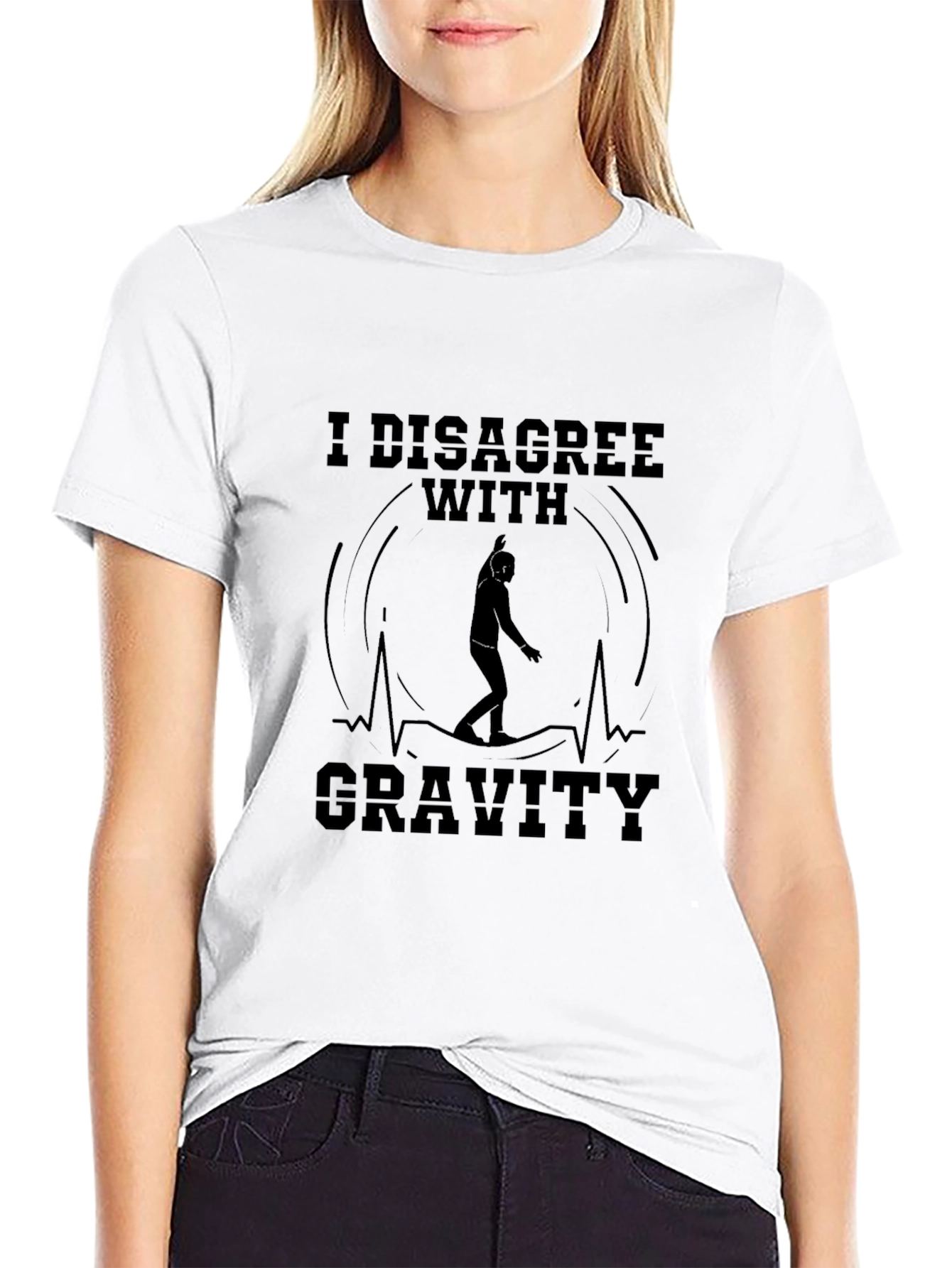 I Disagree with Gravity Black Graphic Tee
