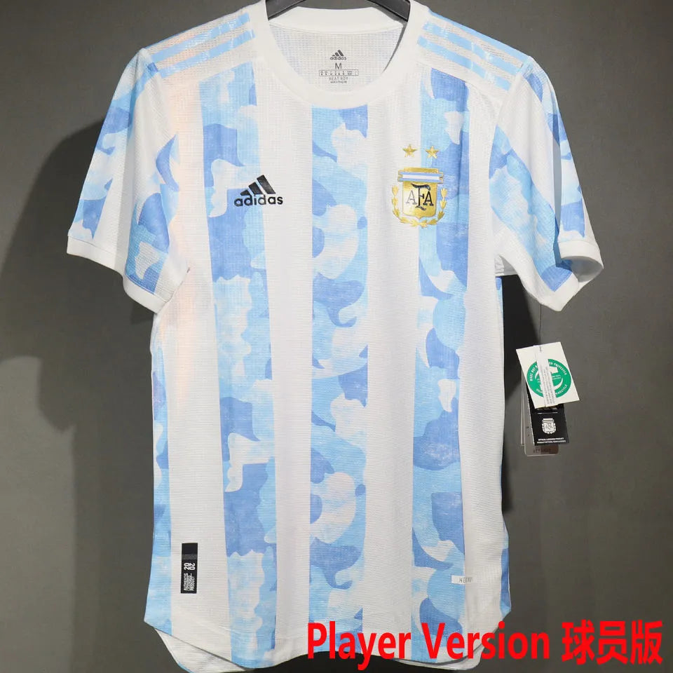 2021 Argentina Home Player Version Retro Soccer Jersey Front