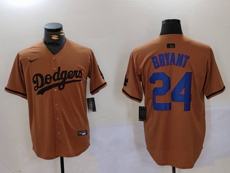 Men's Los Angeles Dodgers Kobe Bryant #24 Brown Replica Player Jerseys