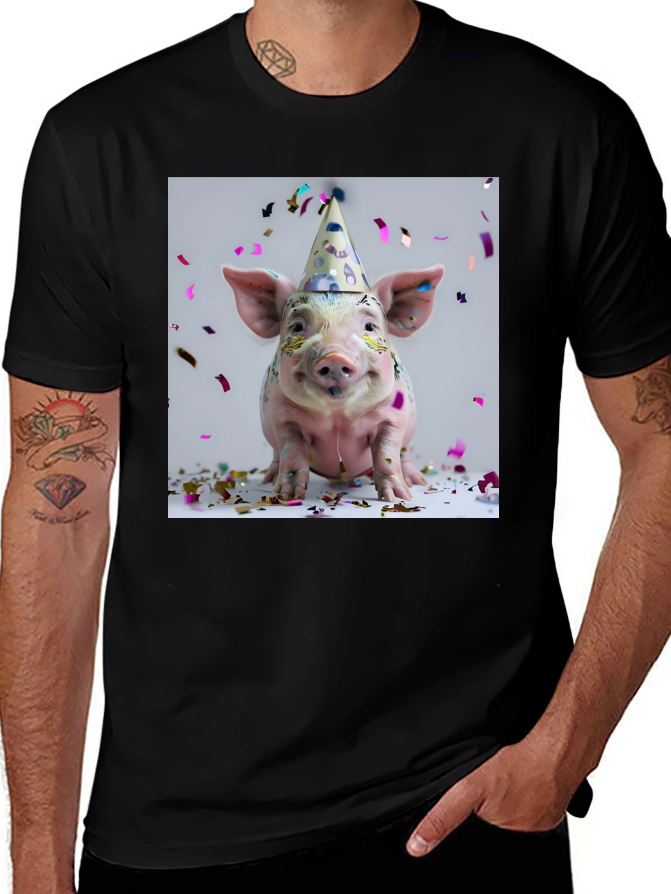 Party Pig T-Shirt - Black Cotton Tee