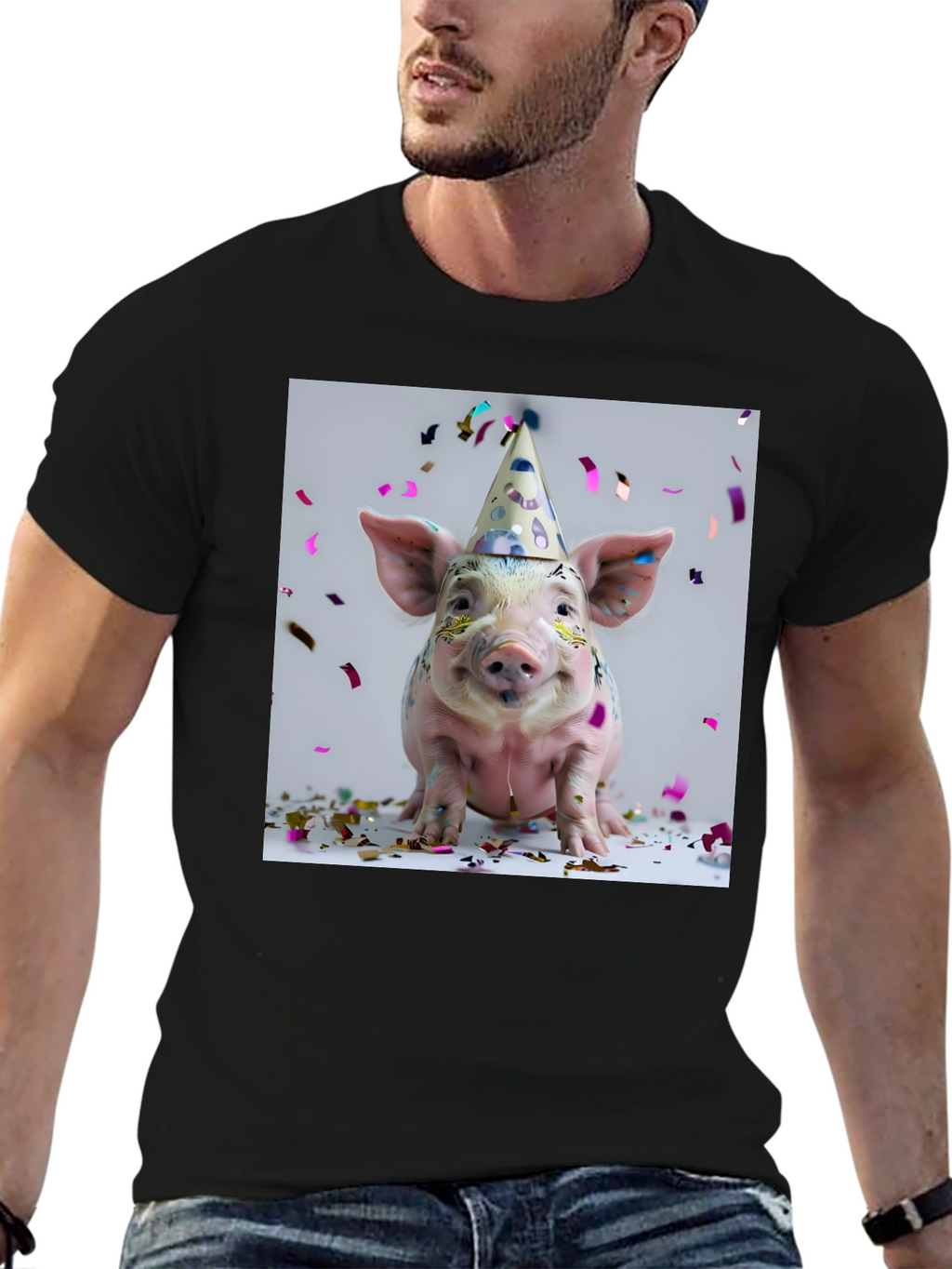 Party Pig T-Shirt - Black Cotton Tee