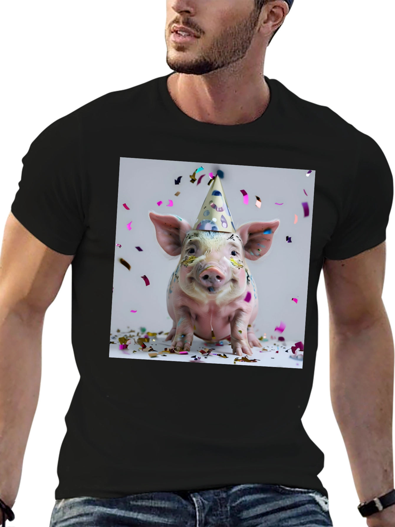 Party Pig T-Shirt - Black Cotton Tee