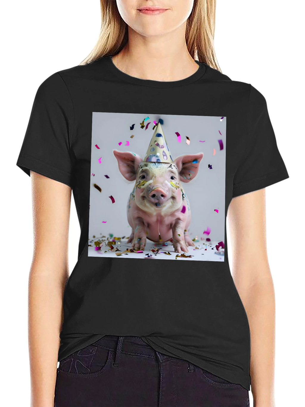Party Pig T-Shirt - Black Cotton Tee