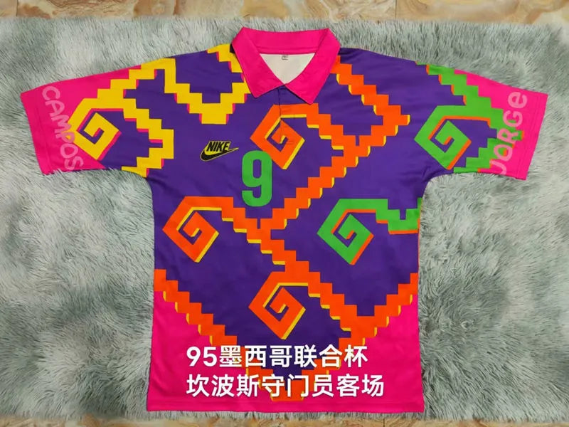 1995 Mexico Purple Campos #9 GoalKeeper Retro Soccer Jersey 会杯客 Back