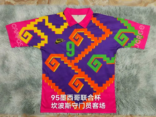 1995 Mexico Purple Campos #9 GoalKeeper Retro Soccer Jersey 会杯客 Back