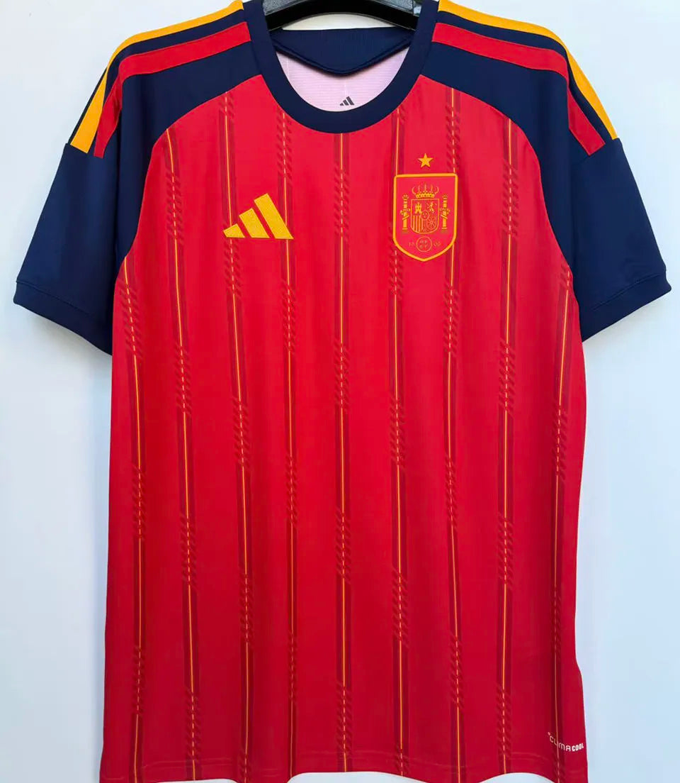 2026/27 Spain 1:1 Quality Home Red Fans Soccer Jersey (Have Right Patch 有右臂章 白底金字） Detail 1