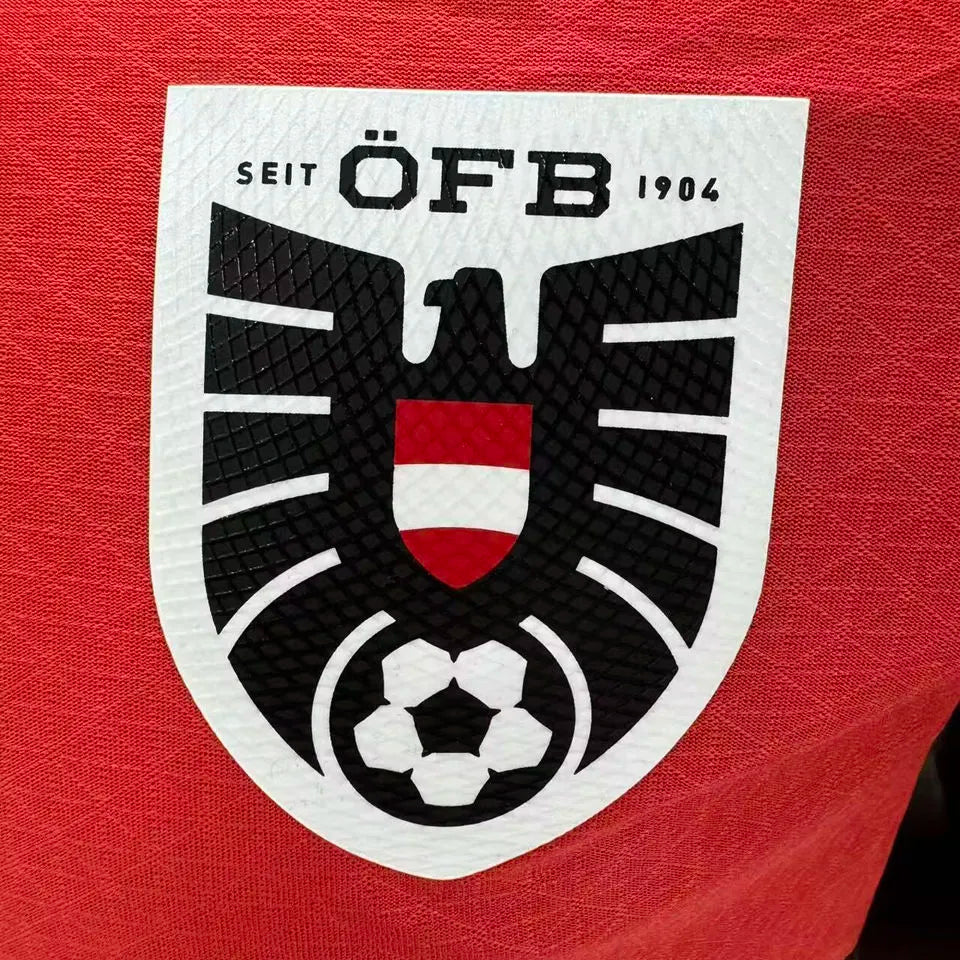 2026/27 Austria Home Red Player Version Soccer Jersey Detail 3