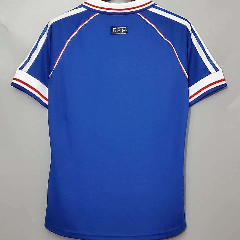 ZIDANE #10 France Home Blue Retro Soccer Jersey 1998 (右胸带小字) ★★ Detail 3