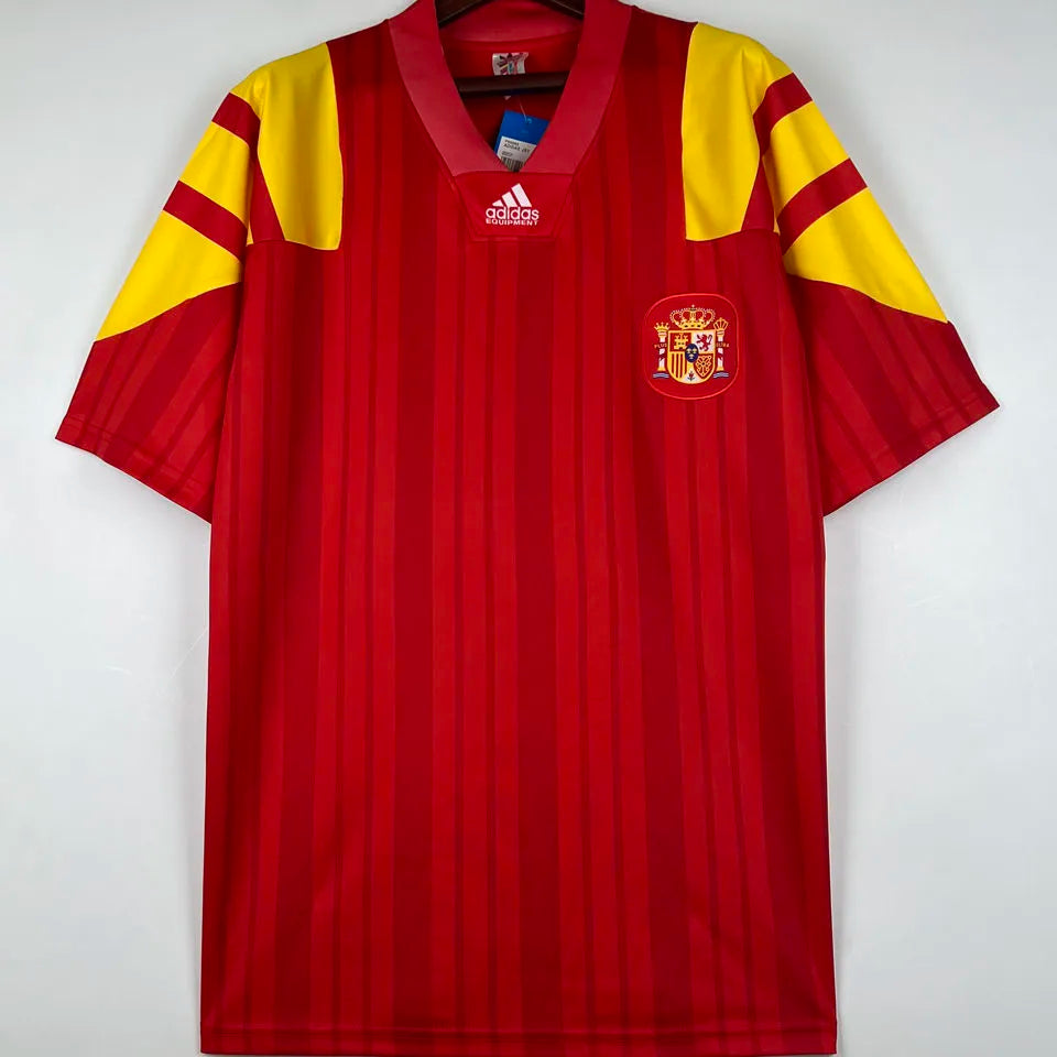 1992/94 Spain Home Red Retro Soccer Jersey Front