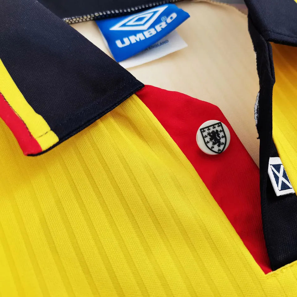 1996-98 Scotland Yellow Retro Soccer Jersey Detail 4
