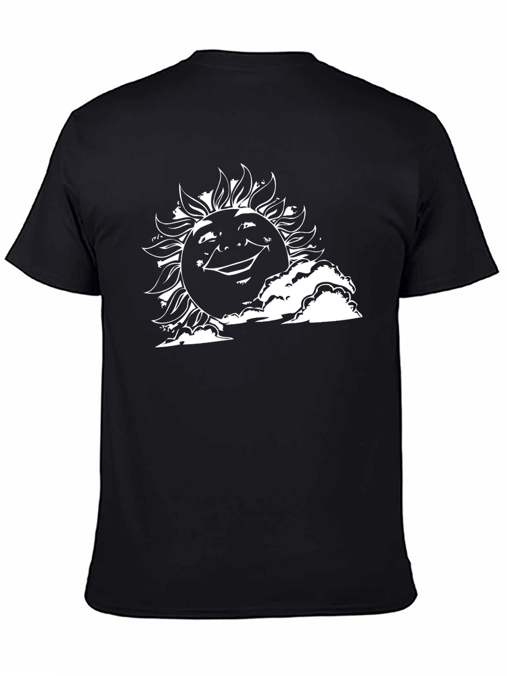Smiling Sun Graphic Tee - Black Cotton T-Shirt