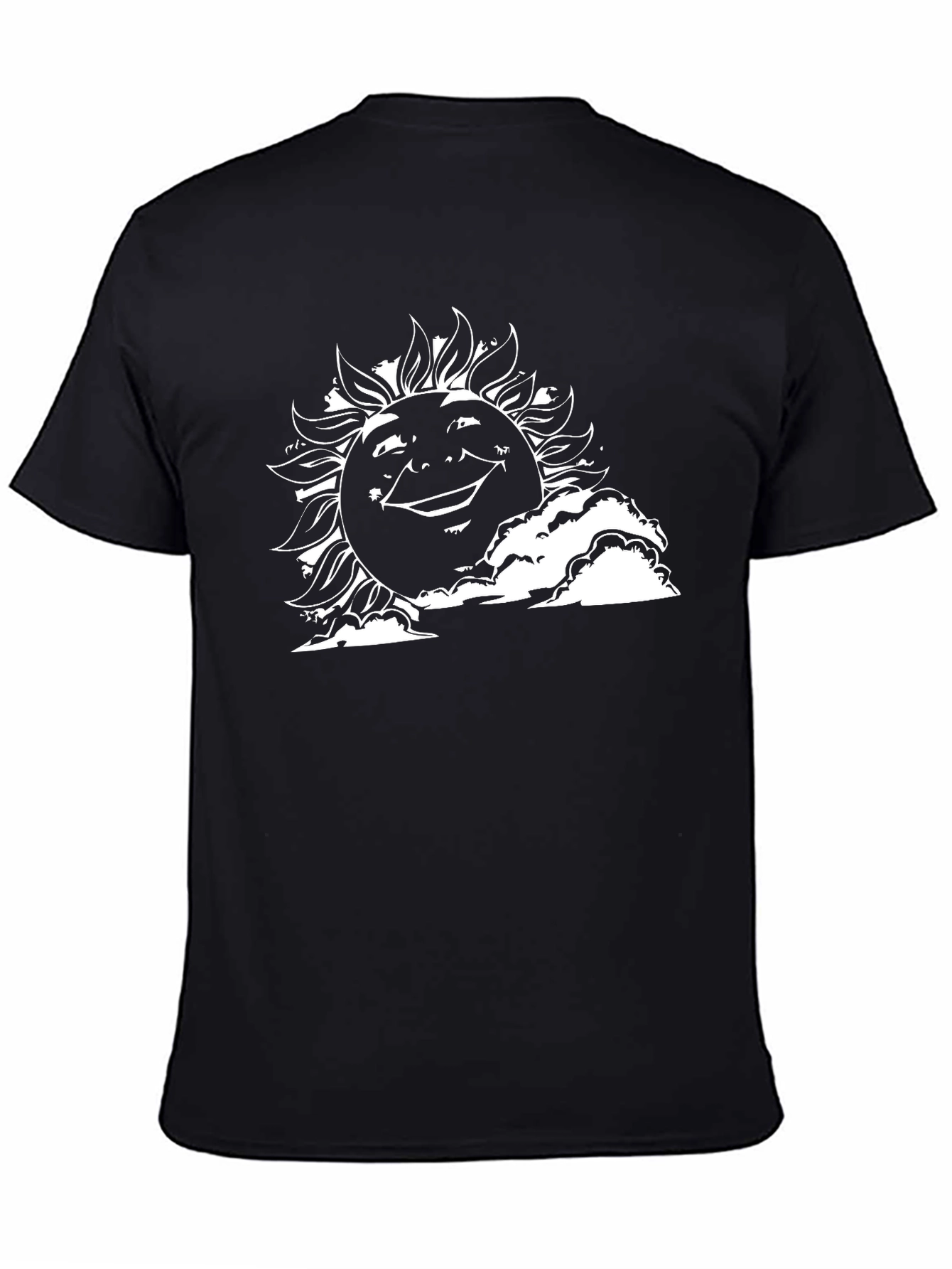 Smiling Sun Graphic Tee - Black Cotton T-Shirt