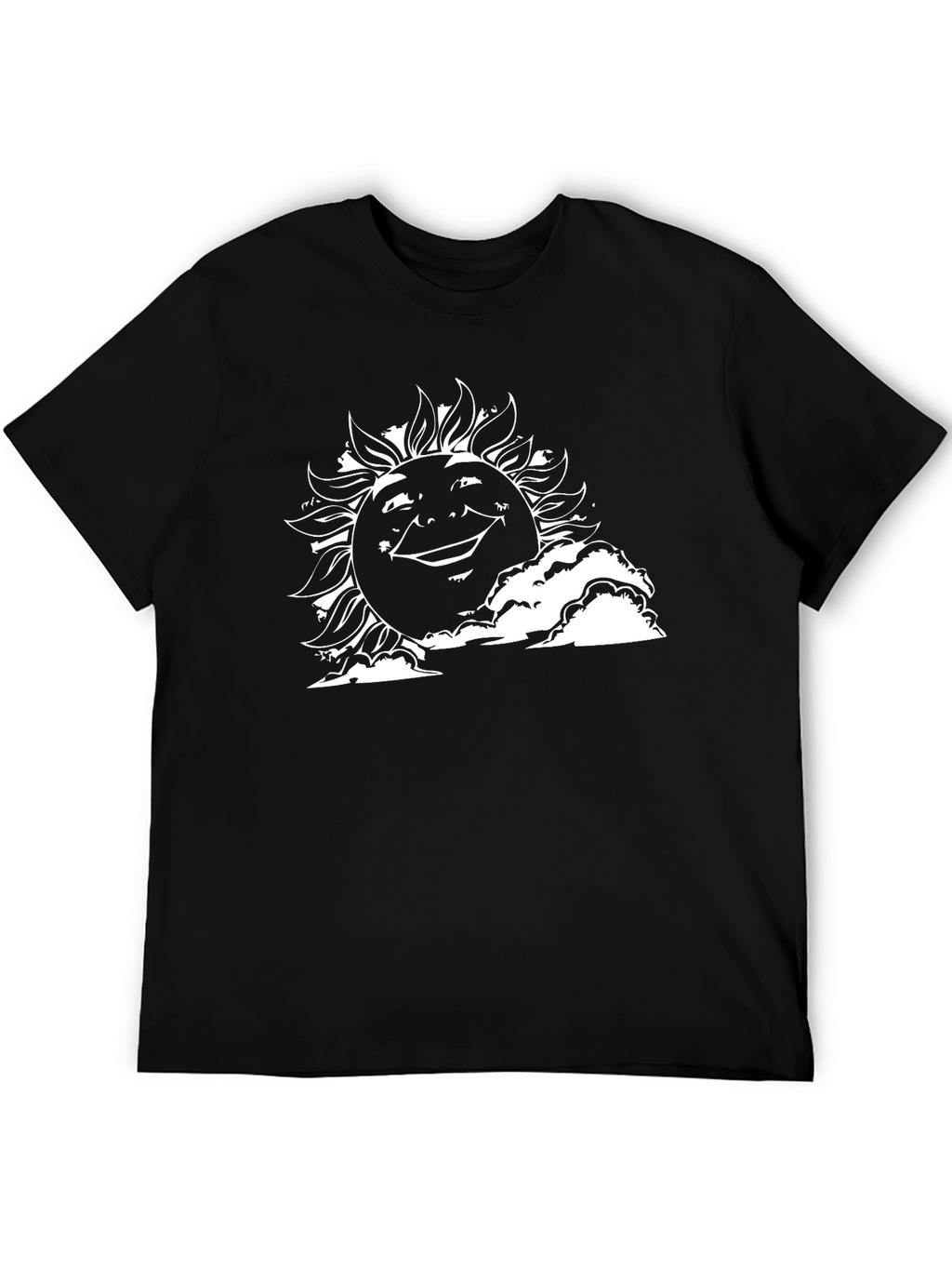 Smiling Sun Graphic Tee - Black Cotton T-Shirt