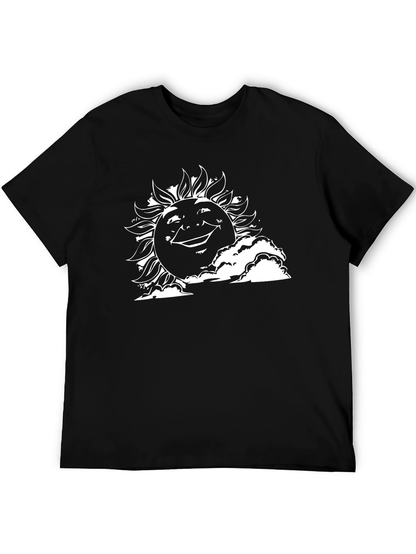Smiling Sun Graphic Tee - Black Cotton T-Shirt
