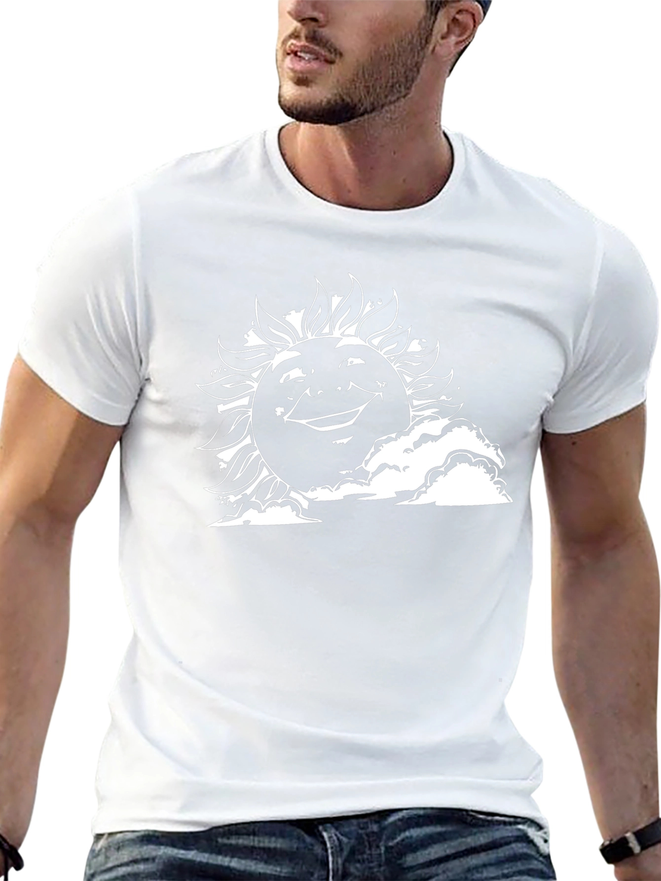Smiling Sun Graphic Tee - Black Cotton T-Shirt