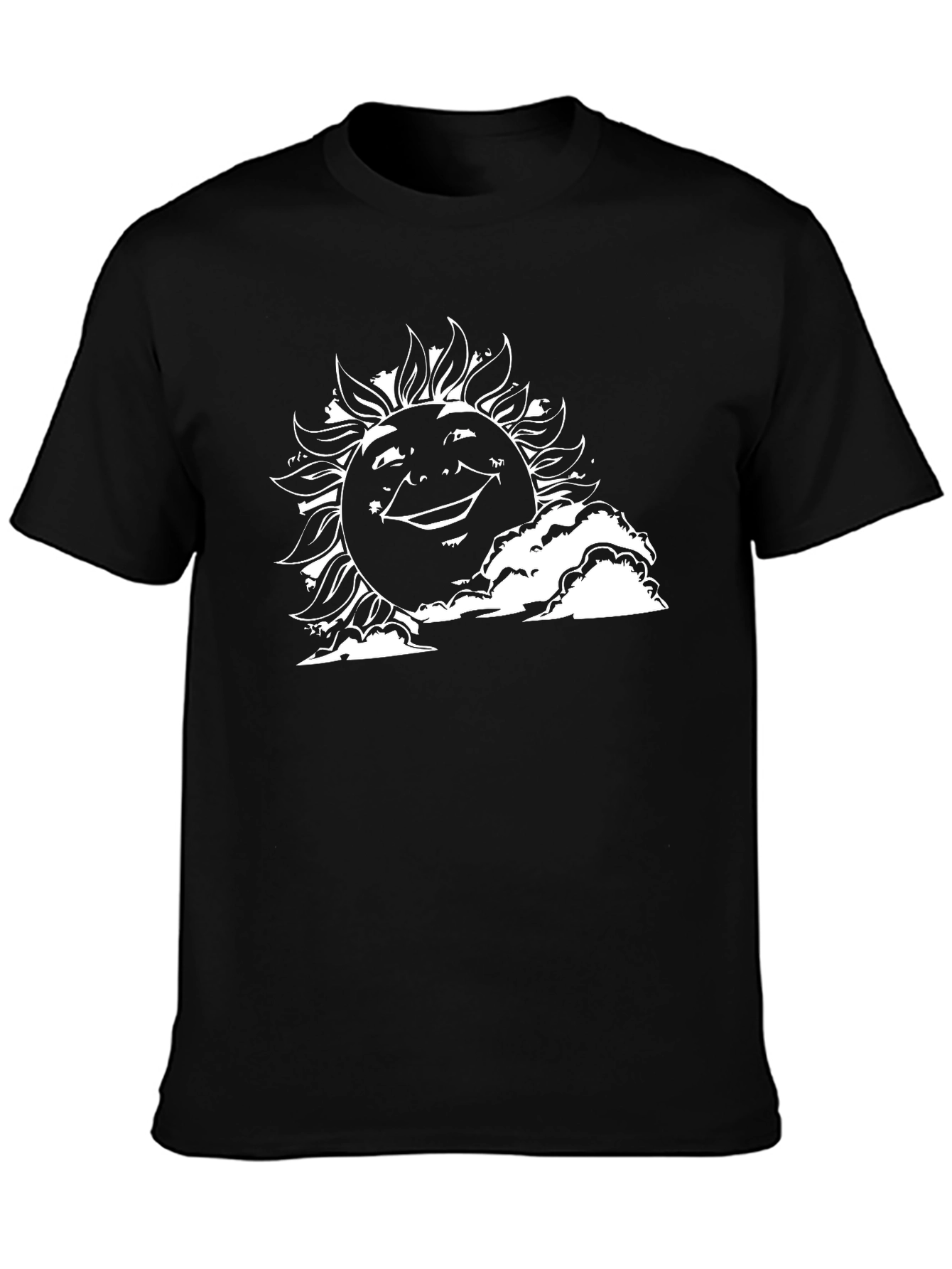 Smiling Sun Graphic Tee - Black Cotton T-Shirt